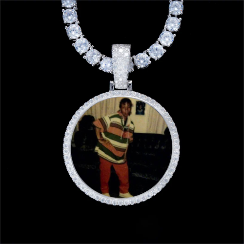 925S & VVS Moissanite 3D Circle Custom Picture Pendant