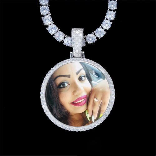 925S & VVS Moissanite 3D Circle Custom Picture Pendant