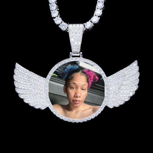 925S & VVS Moissanite 3D Wing Custom Picture Pendant