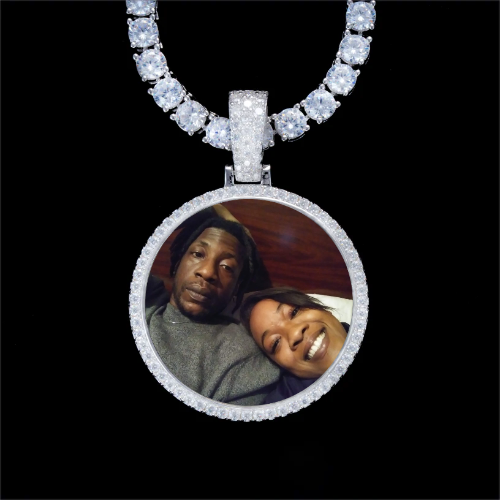 925S & VVS Moissanite 3D Circle Custom Picture Pendant