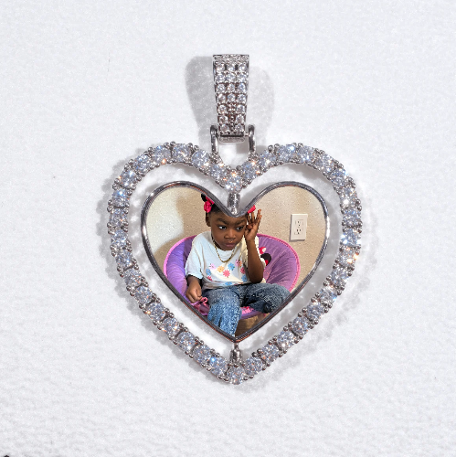 3D Spinning 2-Faced Heart Custom Picture Pendant