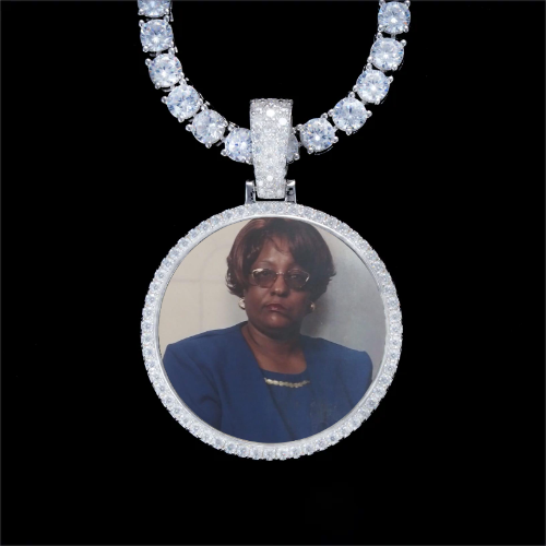 925S & VVS Moissanite 3D Circle Custom Picture Pendant