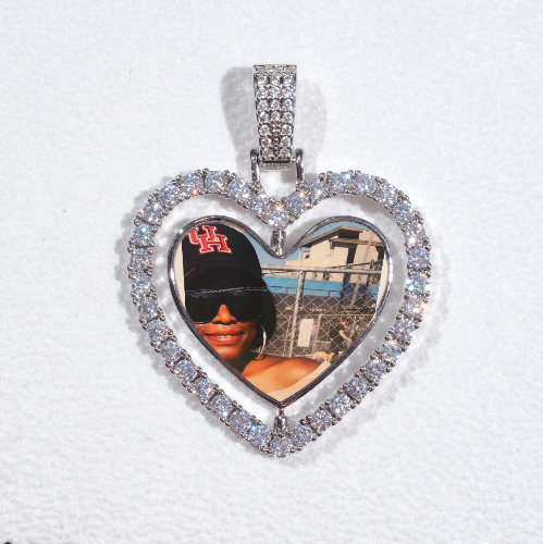 3D Spinning 2-Faced Heart Custom Picture Pendant