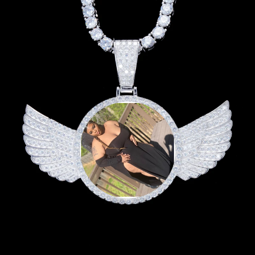 925S & VVS Moissanite 3D Wing Custom Picture Pendant