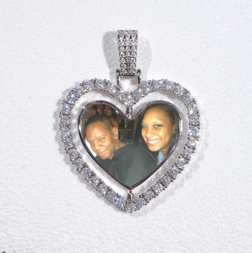 3D Spinning 2-Faced Heart Custom Picture Pendant