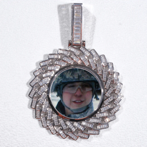 Large 3D Baguette Custom Picture Pendant