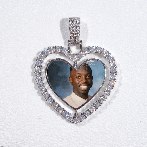 3D Spinning 2-Faced Heart Custom Picture Pendant
