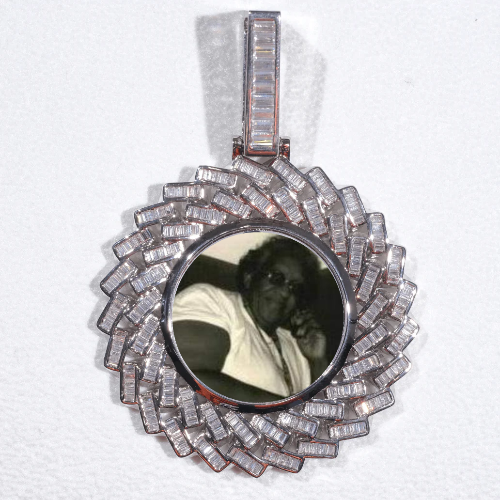 Large 3D Baguette Custom Picture Pendant