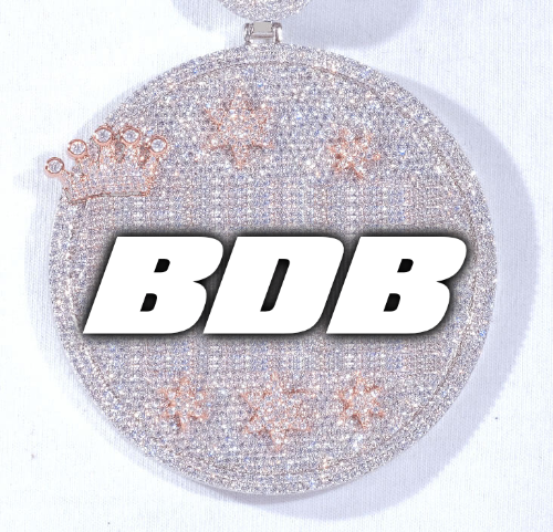 CUSTOM LETTER NECKLACE 3D BIG CROWN DISC