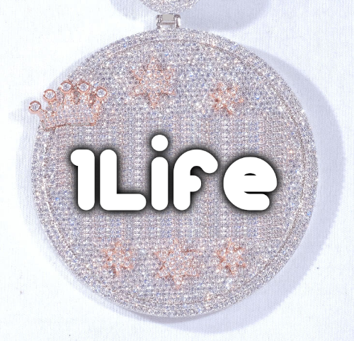 CUSTOM LETTER NECKLACE 3D BIG CROWN DISC
