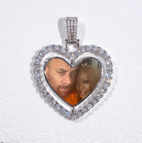 3D Spinning 2-Faced Heart Custom Picture Pendant