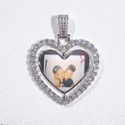 3D Spinning 2-Faced Heart Custom Picture Pendant