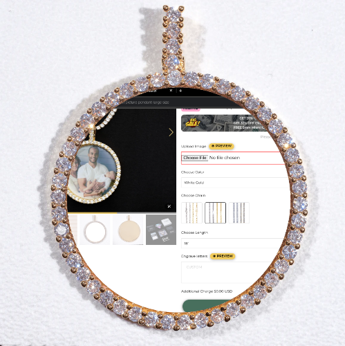 LARGE 3D CIRCLE CUSTOM PICTURE PENDANT