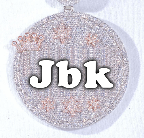 CUSTOM LETTER NECKLACE 3D BIG CROWN DISC