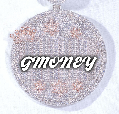 CUSTOM LETTER NECKLACE 3D BIG CROWN DISC
