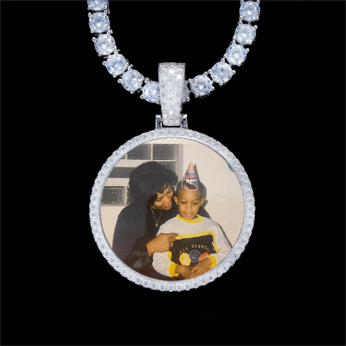 925S & VVS Moissanite 3D Circle Custom Picture Pendant