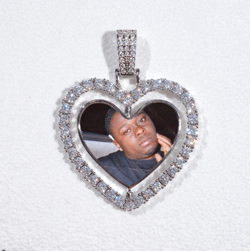 3D Spinning 2-Faced Heart Custom Picture Pendant