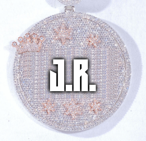 CUSTOM LETTER NECKLACE 3D BIG CROWN DISC