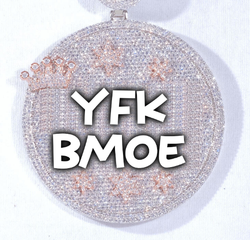 CUSTOM LETTER NECKLACE 3D BIG CROWN DISC