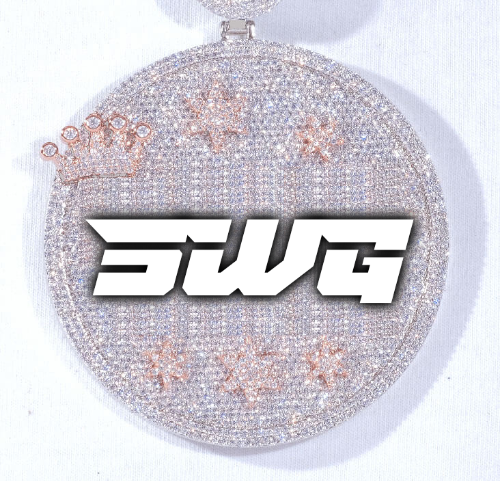 CUSTOM LETTER NECKLACE 3D BIG CROWN DISC