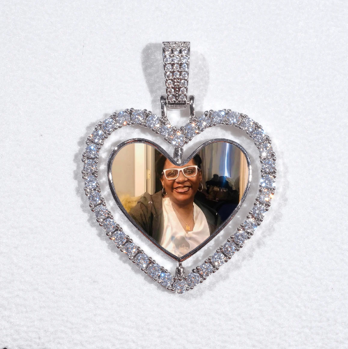 3D Spinning 2-Faced Heart Custom Picture Pendant
