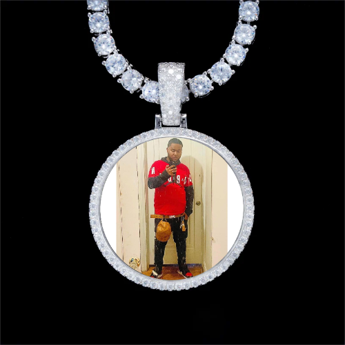 925S & VVS Moissanite 3D Circle Custom Picture Pendant