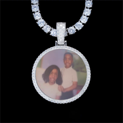 925S & VVS Moissanite 3D Circle Custom Picture Pendant
