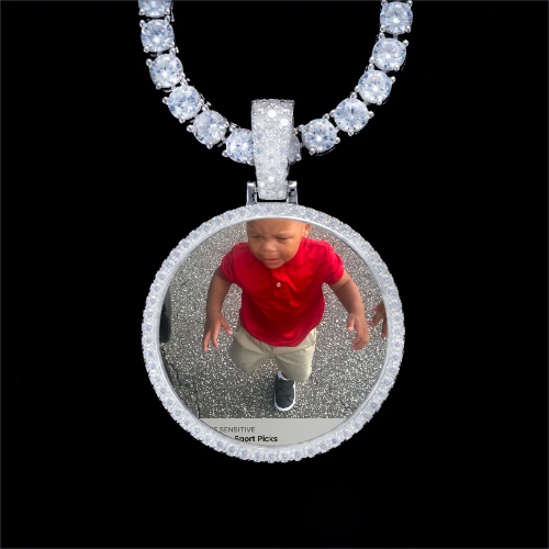 925S & VVS Moissanite 3D Circle Custom Picture Pendant