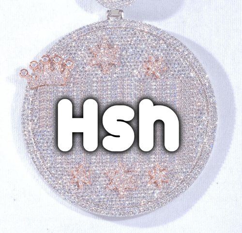 CUSTOM LETTER NECKLACE 3D BIG CROWN DISC