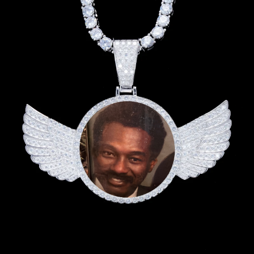 925S & VVS Moissanite 3D Wing Custom Picture Pendant