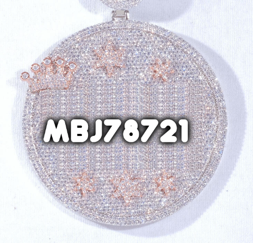 CUSTOM LETTER NECKLACE 3D BIG CROWN DISC