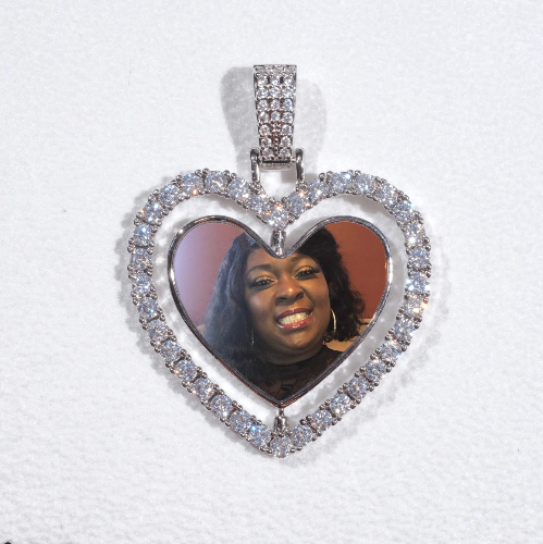 3D Spinning 2-Faced Heart Custom Picture Pendant