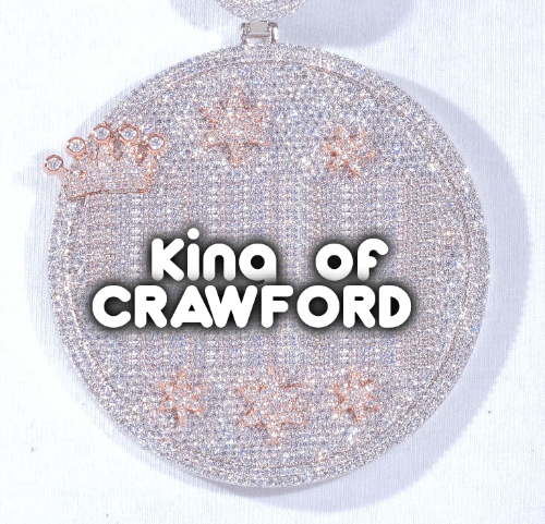 CUSTOM LETTER NECKLACE 3D BIG CROWN DISC