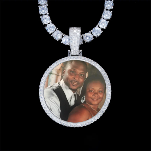 925S & VVS Moissanite 3D Circle Custom Picture Pendant