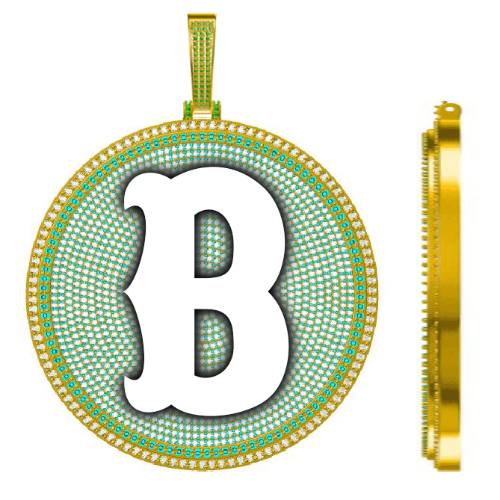 CUSTOM LETTER NECKLACE 3D BIG DISC