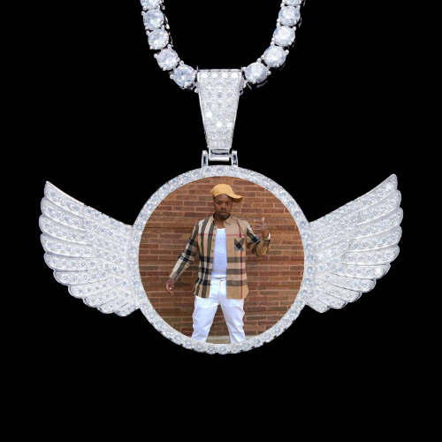 925S & VVS Moissanite 3D Wing Custom Picture Pendant