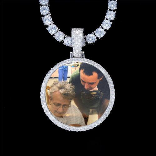 925S & VVS Moissanite 3D Circle Custom Picture Pendant