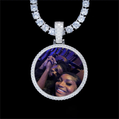 925S & VVS Moissanite 3D Circle Custom Picture Pendant