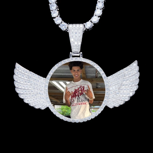 925S & VVS Moissanite 3D Wing Custom Picture Pendant