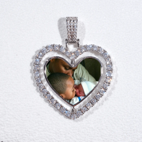 3D Spinning 2-Faced Heart Custom Picture Pendant