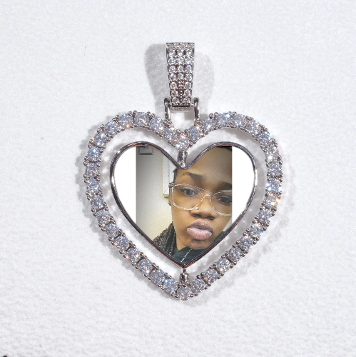 3D Spinning 2-Faced Heart Custom Picture Pendant
