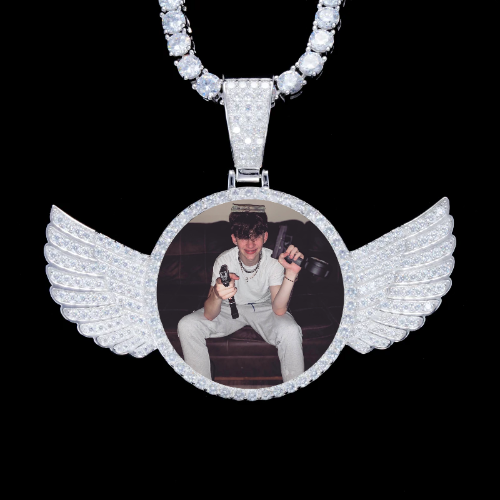 925S & VVS Moissanite 3D Wing Custom Picture Pendant