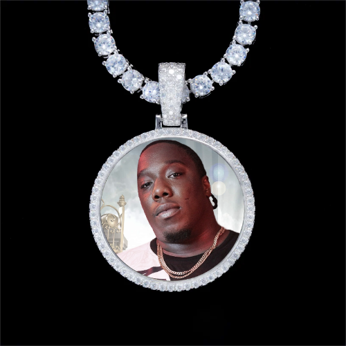 925S & VVS Moissanite 3D Circle Custom Picture Pendant