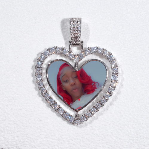 3D Spinning 2-Faced Heart Custom Picture Pendant