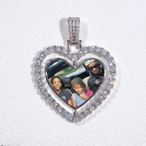 3D Spinning 2-Faced Heart Custom Picture Pendant