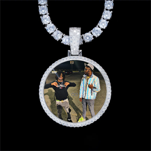 925S & VVS Moissanite 3D Circle Custom Picture Pendant