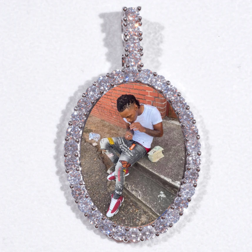 Large 3D Oval Custom Picture Pendant