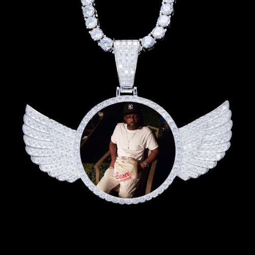 925S & VVS Moissanite 3D Wing Custom Picture Pendant