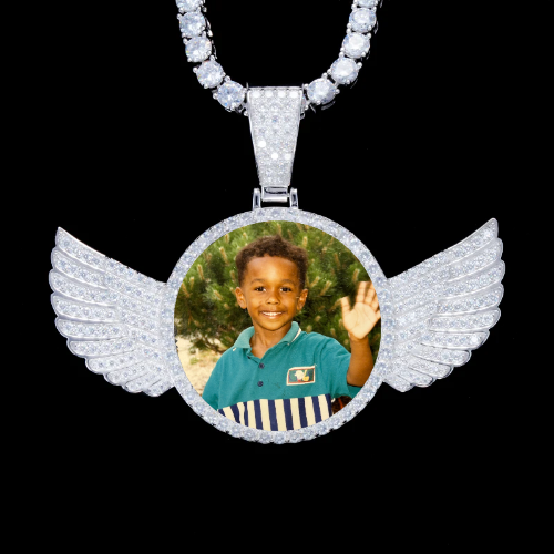 925S & VVS Moissanite 3D Wing Custom Picture Pendant
