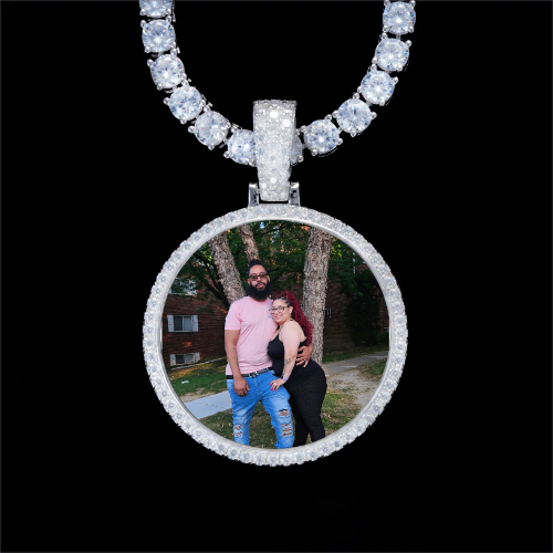 925S & VVS Moissanite 3D Circle Custom Picture Pendant